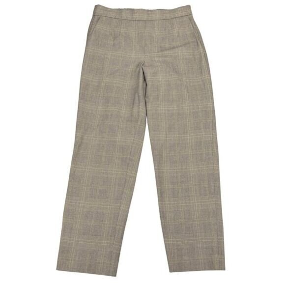 Aritzia Babaton Conan Cropped Plaid Pull On Trousers Size 2 Tan / Black / Yellow - Picture 3 of 7